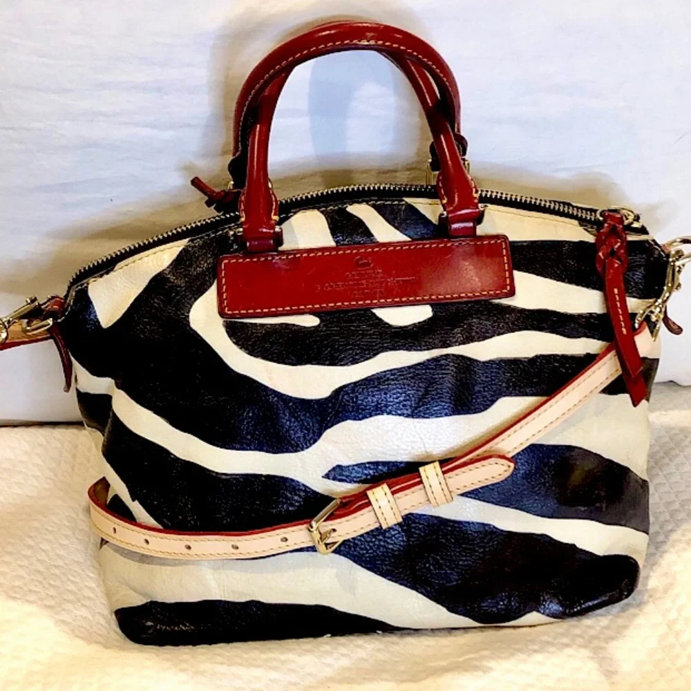 DOONEY & BOURKE Florentine Vacchetta Leather Juliette Zebra Striped Dome Satchel